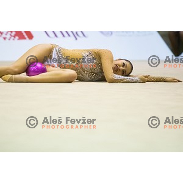 Yulia Sinitsyna (RUS) in action during 28. MTM - International Tournamnt in Rhytmic Gymnastics, in Arena Krim, Ljubljana, Slovenia, on April 4th, 2015