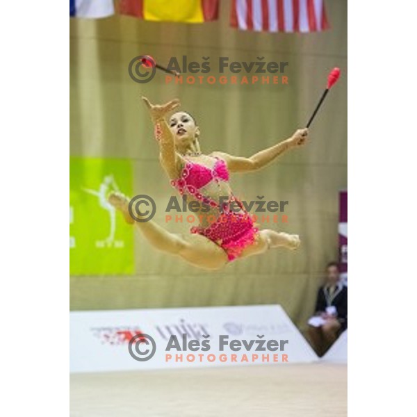 in action during 28. MTM - International Tournamnt in Rhytmic Gymnastics, in Arena Kriml, Ljubljana, Slovenia, on April 4th, 2015