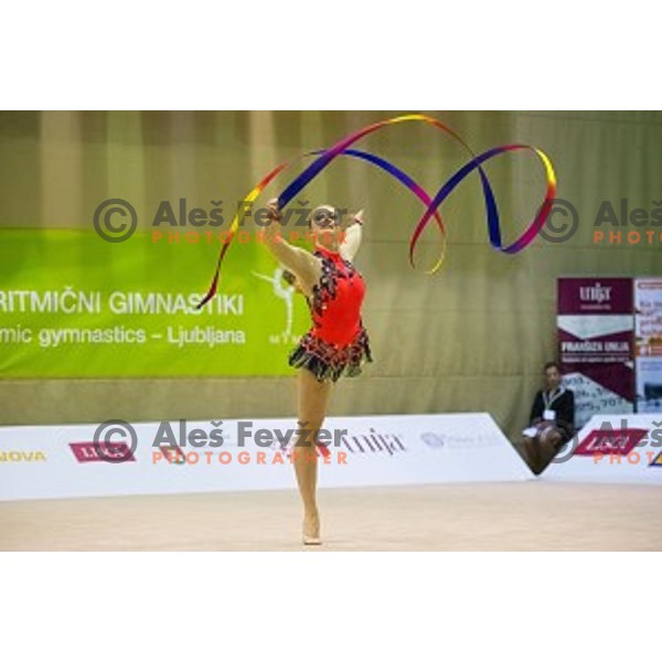 Anastasiya Detkova (AUT) in action during 28. MTM - International Tournamnt in Rhytmic Gymnastics, in Arena Kriml, Ljubljana, Slovenia, on April 4th, 2015
