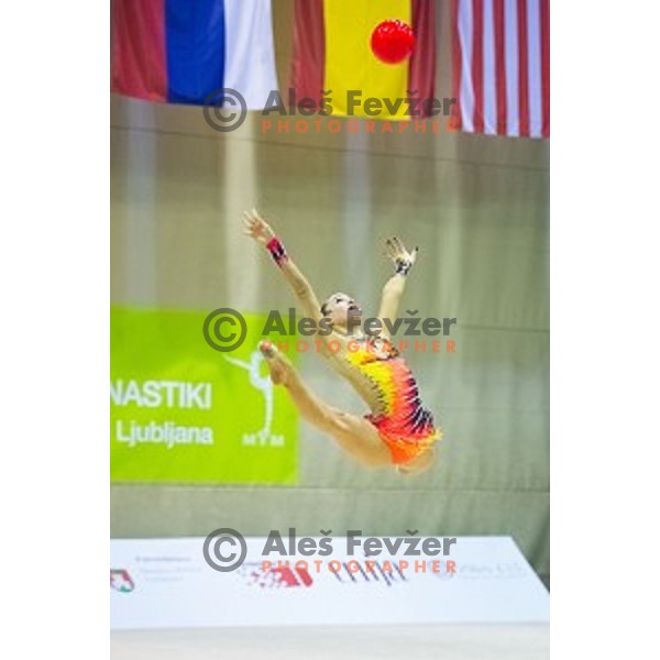 Spela Kratochwill (SLO) in action during 28. MTM - International Tournamnt in Rhytmic Gymnastics, in Arena Krim, Ljubljana, Slovenia, on April 4th, 2015
