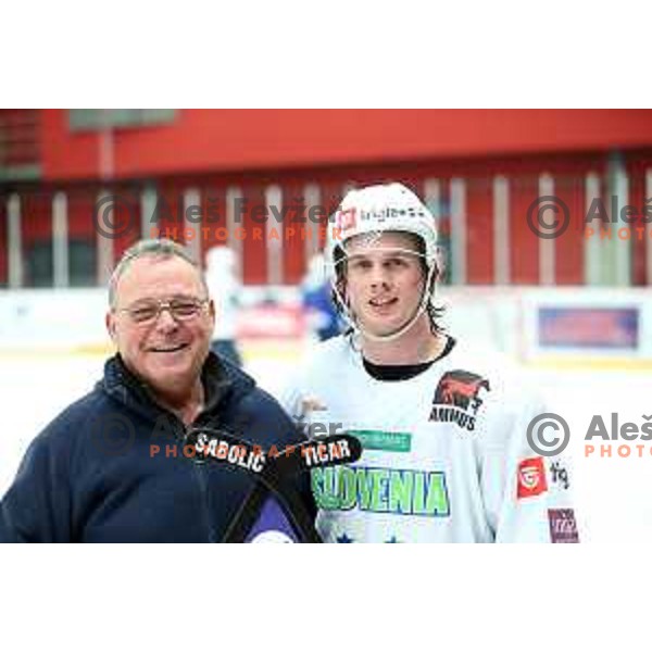 Ziga Jeglic of Slovenia Ice-Hockey team at first practice session before World Championships in Podmezakla Hall, Jesenice on April 5. 2015