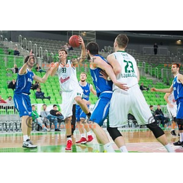 Goran Jagodnik of Union Olimpija in action during basketball match of Telemach league in Season 2014/15 between Union Olimpija Ljubljana and Rogaska, played in Arena Stozice, Ljubljana, Slovenia, on April 8th, 2015