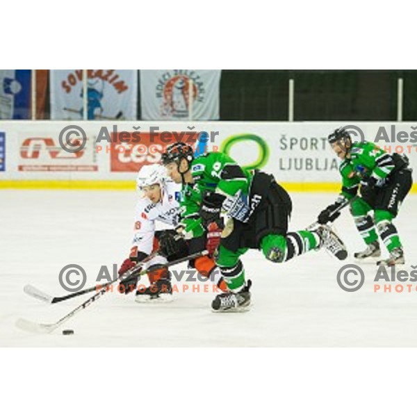 Gregor koblar of Telemach olimpija in action during ice hockey match of Slovenian National League Final in Season 2014/15 between HDD Telemach Olimpija and HDD SIJ Acroni Jesenice, played in Tivoli Hall, Ljubljana, Slovenia, on April 9th, 2015