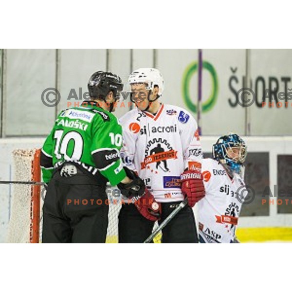 Tom Zanoski of Telemach Olimpija in action during ice hockey match of Slovenian National League Final in Season 2014/15 between HDD Telemach Olimpija and HDD SIJ Acroni Jesenice, played in Tivoli Hall, Ljubljana, Slovenia, on April 9th, 2015
