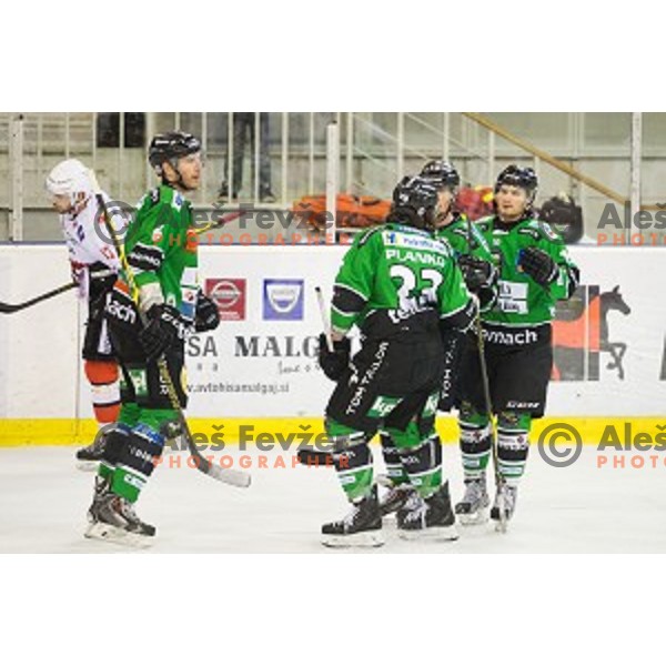 Bostjan Groznik of Telemach Olimpiaj in action during ice hockey match of Slovenian National League Final in Season 2014/15 between HDD Telemach Olimpija and HDD SIJ Acroni Jesenice, played in Tivoli Hall, Ljubljana, Slovenia, on April 9th, 2015