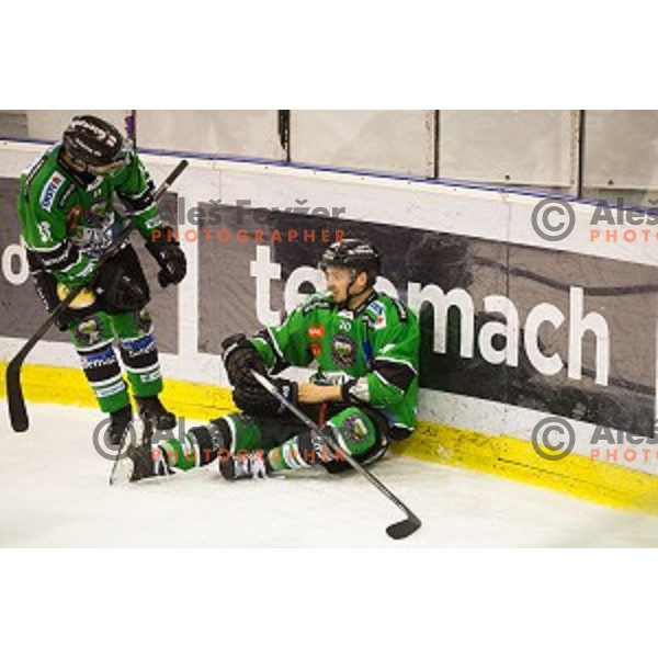 Gregor Koblar of Telemach Olimpiaj in action during ice hockey match of Slovenian National League Final in Season 2014/15 between HDD Telemach Olimpija and HDD SIJ Acroni Jesenice, played in Tivoli Hall, Ljubljana, Slovenia, on April 9th, 2015