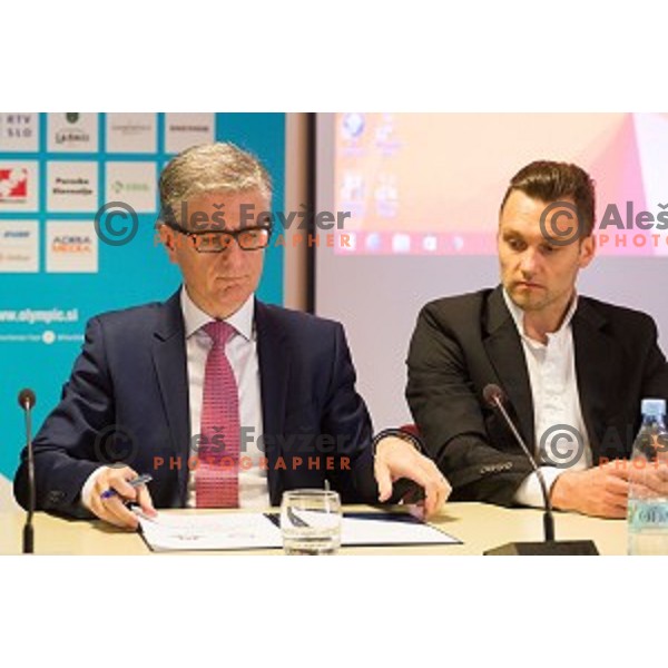 during Press conference of Olympic Comittee of Slovenia, in SKB, Ljubljana, Slovenia, on April 10th, 2015