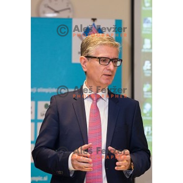 during Press conference of Olympic Comittee of Slovenia, in SKB, Ljubljana, Slovenia, on April 10th, 2015