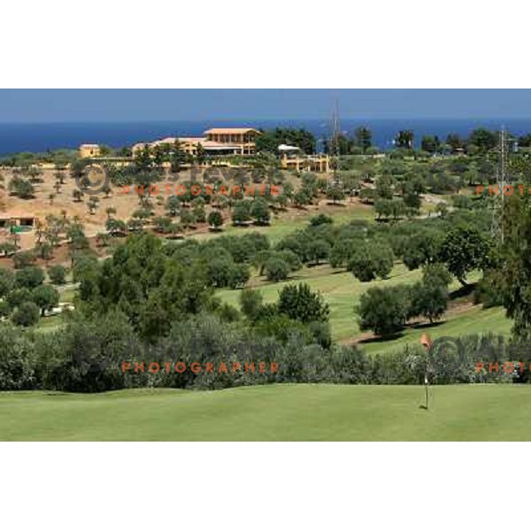 Green of 4th hole with club house at the background at Le Madonie golf club,Collesano, Sicily, Italia. Photo by Ales Fevzer 