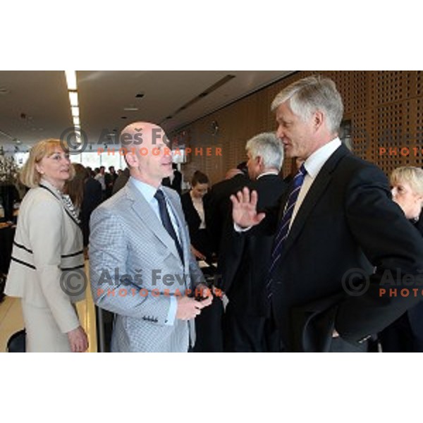 Gregor Bencina, president of Slovenian Athletics Federation and Antti Pihlakoski during European Athletics Congress Bled 2015 held in Brdo Congress Centre, Slovenia on April 11, 2015