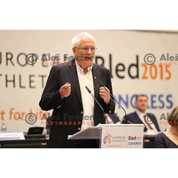Sven Arne Hansen, newly elected president of European Athletics Federation during European Athletics Congress Bled 2015 held in Brdo Congress Centre, Slovenia on April 11, 2015