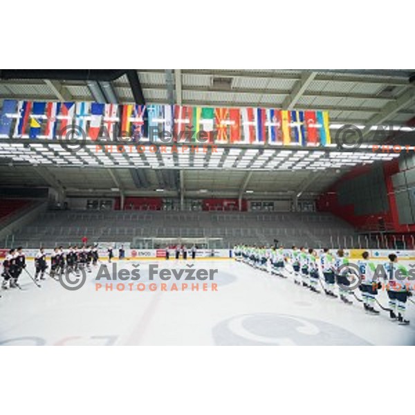 During friendly ice hockey match between Slovenia and Japan, played in Podmezakla Hall, Jesenice, Slovenia, on April 15th, 2015.