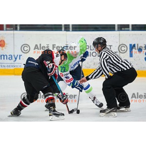 Marcel Rodman of Slovenia in action during friendly ice hockey match between Slovenia and Japan, played in Podmezakla Hall, Jesenice, Slovenia, on April 15th, 2015.