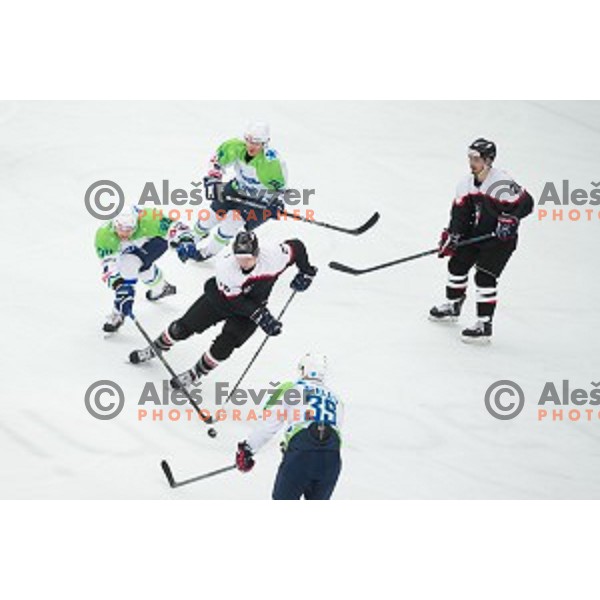 Action during friendly ice hockey match between Slovenia and Japan, played in Podmezakla Hall, Jesenice, Slovenia, on April 15th, 2015.