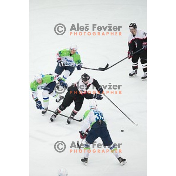 Action during friendly ice hockey match between Slovenia and Japan, played in Podmezakla Hall, Jesenice, Slovenia, on April 15th, 2015.