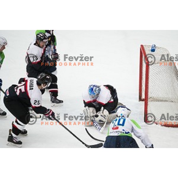 Yuto Ito of Japan in action during friendly ice hockey match between Slovenia and Japan, played in Podmezakla Hall, Jesenice, Slovenia, on April 15th, 2015.
