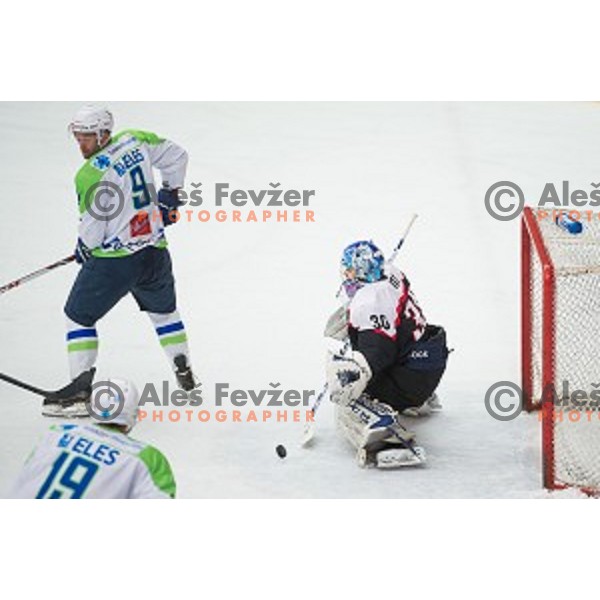Yuto Ito of Japan in action during friendly ice hockey match between Slovenia and Japan, played in Podmezakla Hall, Jesenice, Slovenia, on April 15th, 2015.