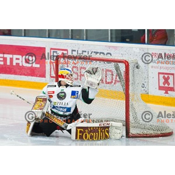 Miika Wiikman of HDD Telemach olimpija in action during ice hockey final match of Slovenian National League in Season 2014/15 between HDD SIJ Acroni Jesenice and HDD Telemach Olimpija, played in Podmezakla Hall, Jesenice, Slovenia, on April 15th, 2015.