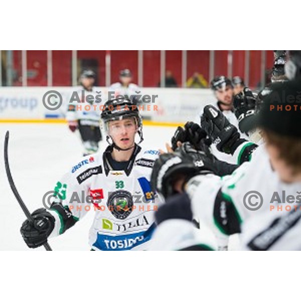 Jure Sotlar of HDD Telemach Olimpija in action during ice hockey final match of Slovenian National League in Season 2014/15 between HDD SIJ Acroni Jesenice and HDD Telemach Olimpija, played in Podmezakla Hall, Jesenice, Slovenia, on April 15th, 2015.