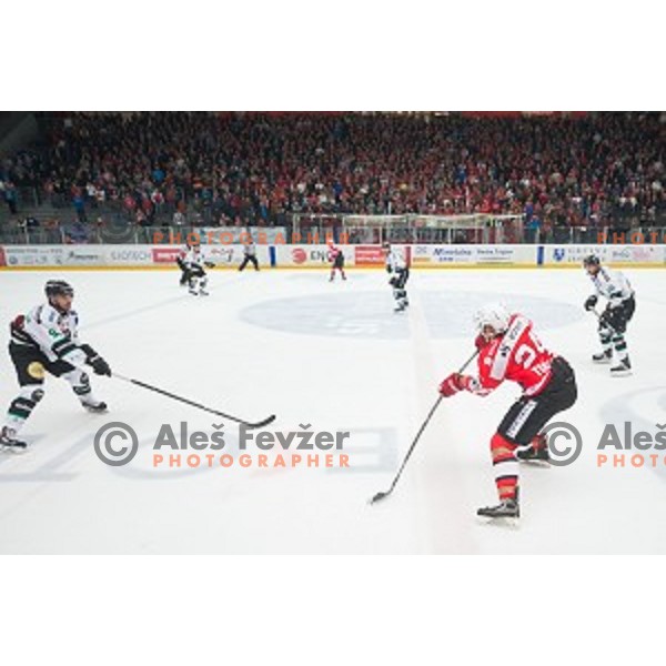 Anze Terlikar of HDD SIJ Acroni Jesenice in action during ice hockey final match of Slovenian National League in Season 2014/15 between HDD SIJ Acroni Jesenice and HDD Telemach Olimpija, played in Podmezakla Hall, Jesenice, Slovenia, on April 15th, 2015.