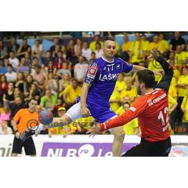 action during 1.NLB leasing league handball match between Gorenje Velenje and Celje Pivovarna Lasko in Red Hall, Velenje, Slovenija on April 15, 2015