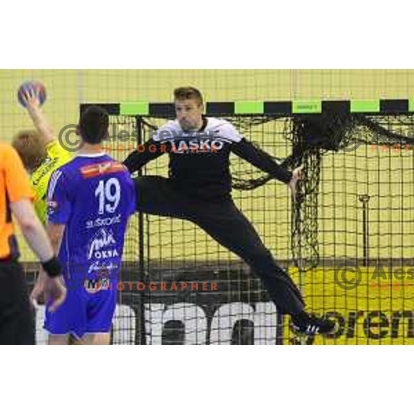 action during 1.NLB leasing league handball match between Gorenje Velenje and Celje Pivovarna Lasko in Red Hall, Velenje, Slovenija on April 15, 2015