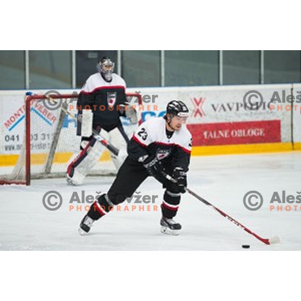 Goshi Kumagai of Japan in action during friendly ice hockey match between Slovenia and Japan, played in Podmezakla Hall, Jesenice, Slovenia, on April 15th, 2015.