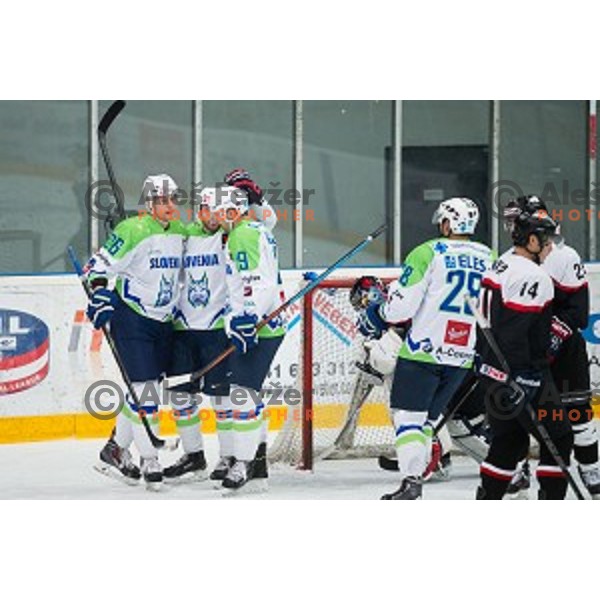 Jan Urbas of Slovenia in action during friendly ice hockey match between Slovenia and Japan, played in Podmezakla Hall, Jesenice, Slovenia, on April 15th, 2015.Jan Urbas