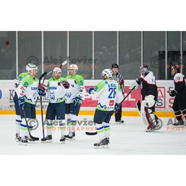 Sabahudin Kovacevic of Slovenia in action during friendly ice hockey match between Slovenia and Japan, played in Podmezakla Hall, Jesenice, Slovenia, on April 15th, 2015.