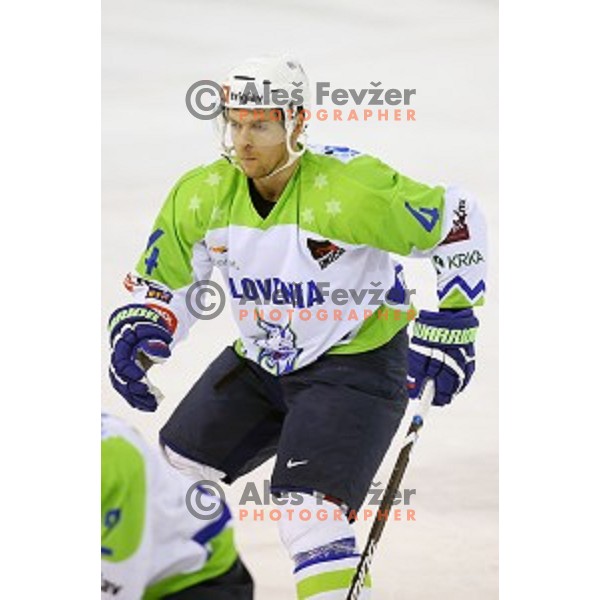 of Slovenia in action during friendly ice-hockey match between Slovenia-Austria in Tivoli Hall, Ljubljana, Slovenia on April 19, 2015