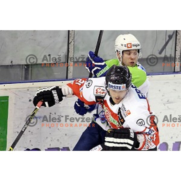of Slovenia in action during friendly ice-hockey match between Slovenia-Austria in Tivoli Hall, Ljubljana, Slovenia on April 19, 2015