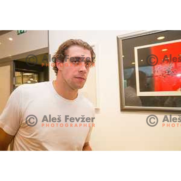 Anze Kopitar during press conference after Slovenia National Ice Hockey Team practice session in Tivoli Hall, Ljubljana, Slovenia, on April 21, 2015