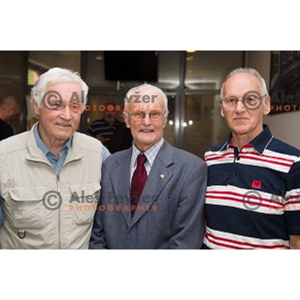 Marko Rasic, Miro Cerar during the celebration of the 95th birthday of Marko Rasic , Slovenian Olympic committee , Tivoli Hall, Ljubljana, Slovenia, 23.04.2015