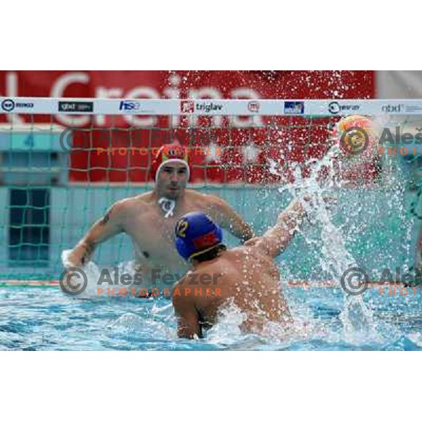 Jokic (12) scores penalty against Luka Prelc at match Slovenia-Montenegro played at Tristar waterpolo tournament in Kranj, Slovenia 18.8.2007.Photo by Ales Fevzer 