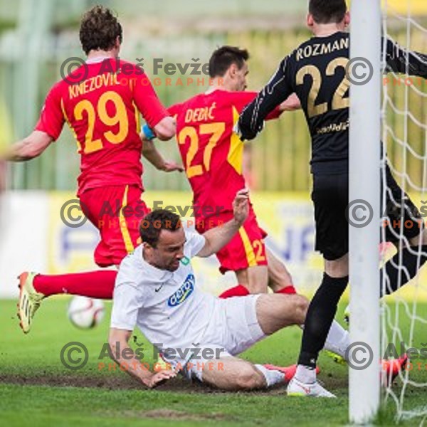 Aleksandar Rodic in action during football match Rudar - Olimpija, Round 32 of Prvaliga Telekom Slovenije, Velenje, Slovenia, 06.05.2015