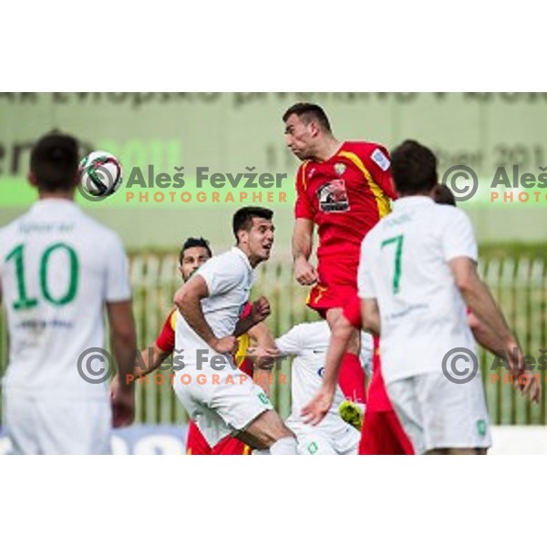 Nemanja Mitrovic, Ivan Firer in action during football match Rudar - Olimpija, Round 32 of Prvaliga Telekom Slovenije, Velenje, Slovenia, 06.05.2015