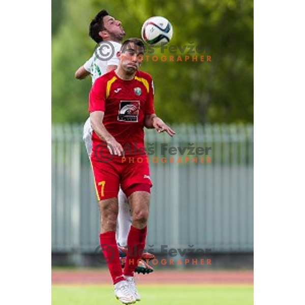 Marko Vukcevic, Ivan Firer in action during football match Rudar - Olimpija, Round 32 of Prvaliga Telekom Slovenije, Velenje, Slovenia, 06.05.2015