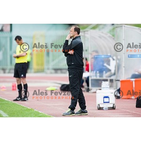 Darko Karapetrovic in action during football match Rudar - Olimpija, Round 32 of Prvaliga Telekom Slovenije, Velenje, Slovenia, 06.05.2015