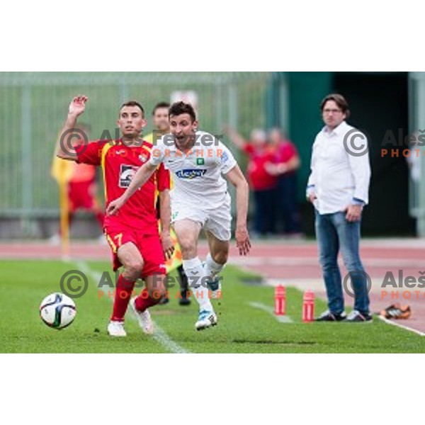 Ivan Firer, Josip Golubar in action during football match Rudar - Olimpija, Round 32 of Prvaliga Telekom Slovenije, Velenje, Slovenia, 06.05.2015