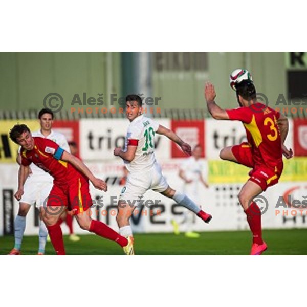Ivan Knezovic, Andraz Sporar, Senad Jahic in action during football match Rudar - Olimpija, Round 32 of Prvaliga Telekom Slovenije, Velenje, Slovenia, 06.05.2015