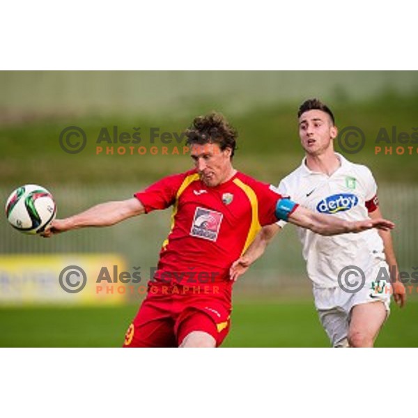 Ivan Knezovic, Andraz Sporar in action during football match Rudar - Olimpija, Round 32 of Prvaliga Telekom Slovenije, Velenje, Slovenia, 06.05.2015