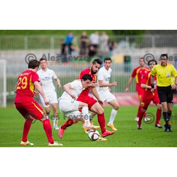 Stjepan Babic, Senad Jahic in action during football match Rudar - Olimpija, Round 32 of Prvaliga Telekom Slovenije, Velenje, Slovenia, 06.05.2015