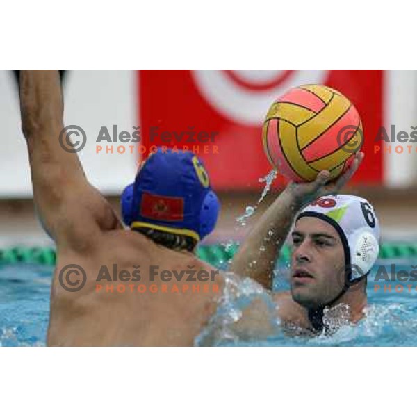 Kordic blocks Antonijevic at match Slovenia-Montenegro played at Tristar waterpolo tournament in Kranj, Slovenia 18.8.2007.Photo by Ales Fevzer 