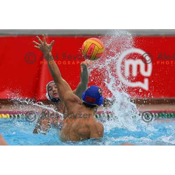 Action at match Slovenia-Montenegro played at Tristar waterpolo tournament in Kranj, Slovenia 18.8.2007.Photo by Ales Fevzer 