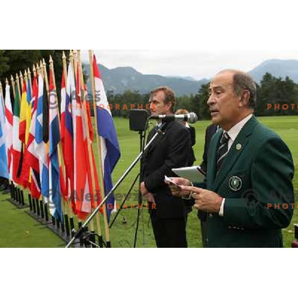 Closing speech at ceremony after final day of European Senior Team Championship, played at Kings golf course at Bled, Slovenia 18.8.2007.Photo by Ales Fevzer 