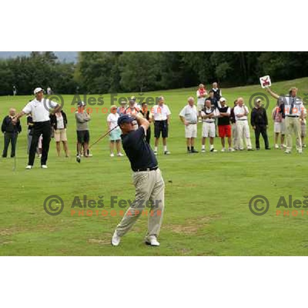 Stephen Ellis of scotland hiting second shot at second extra hole in playoff against Ireland at final day of European Senior Team Championship, played at Kings golf course at Bled, Slovenia 18.8.2007.Photo by Ales Fevzer 