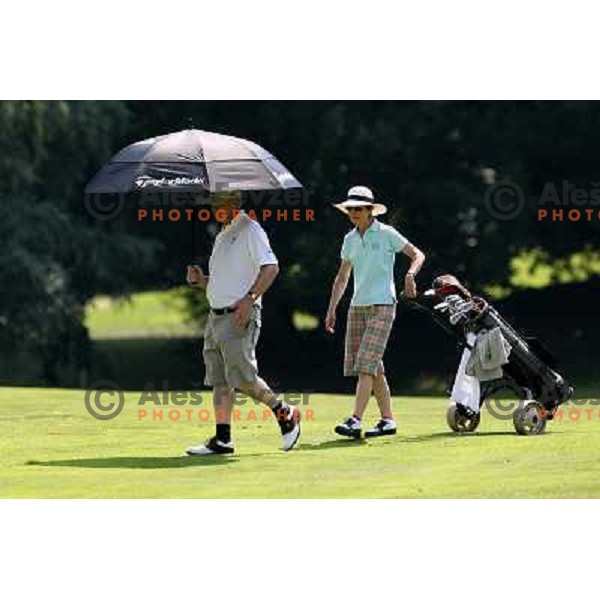 Val Smyth with his caddie at 12th hole at final day of European Senior Team Championship, played at Kings golf course at Bled, Slovenia 18.8.2007.Photo by Ales Fevzer 