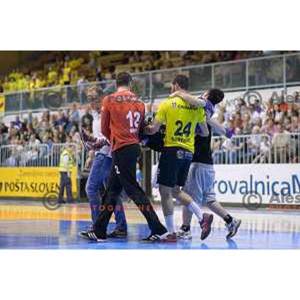 in action during half final handball game, Maribor - Velenje Gorenje, played in Tabor Hall on 13.5.2015, Maribor
