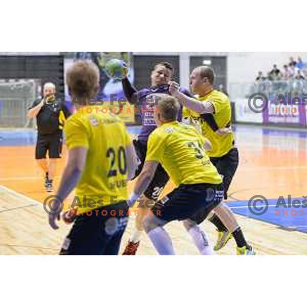 Fidel Dusan in action during half final handball game, Maribor - Velenje Gorenje, played in Tabor Hall on 13.5.2015, Maribor