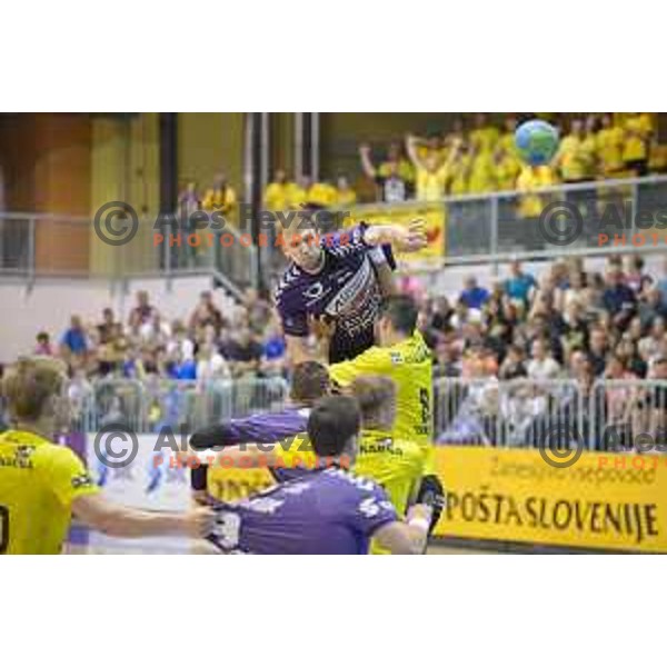 Mlakar Ziga in action during half final handball game, Maribor - Velenje Gorenje, played in Tabor Hall on 13.5.2015, Maribor